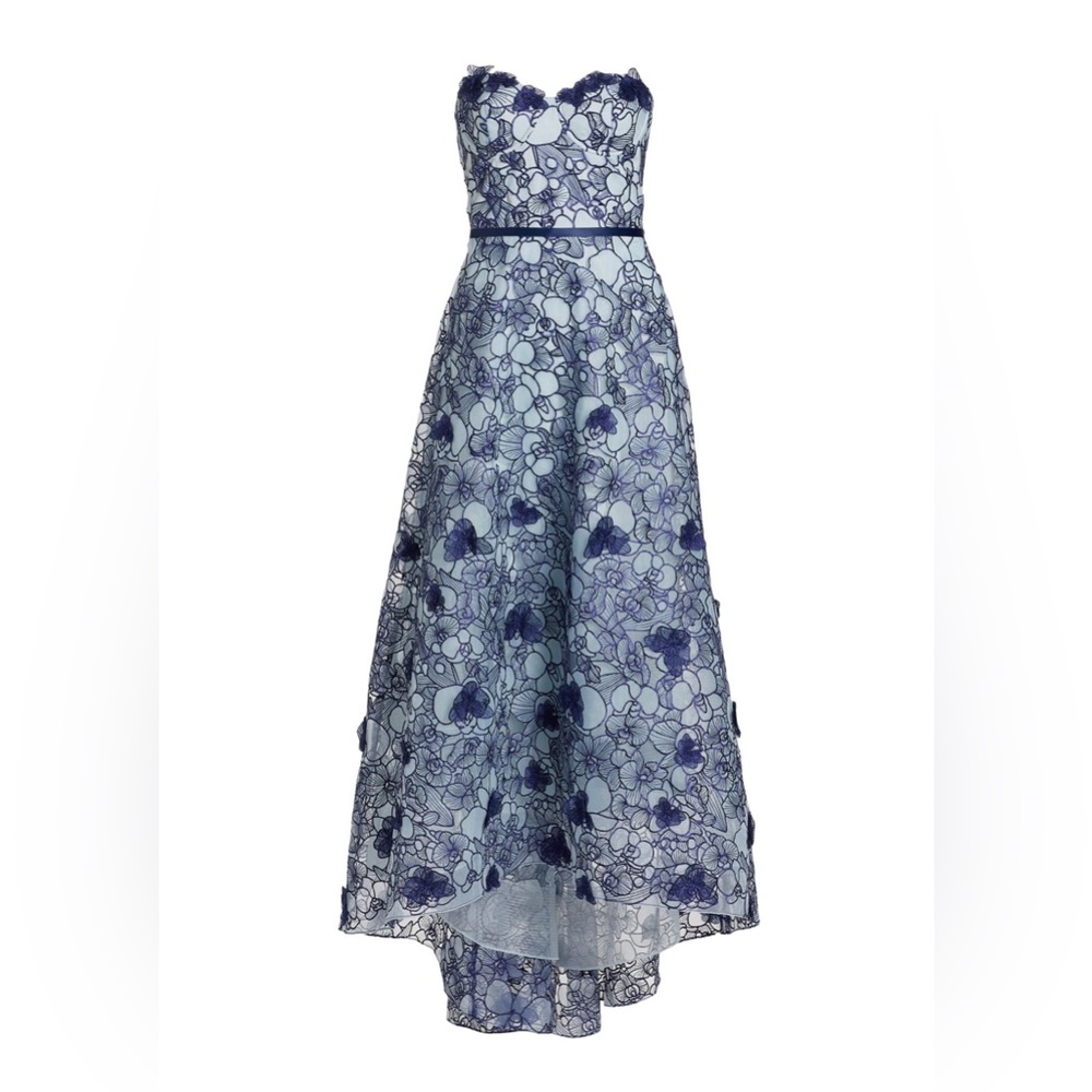 Marchesa Notte Strapless Blue Gown - Size 12